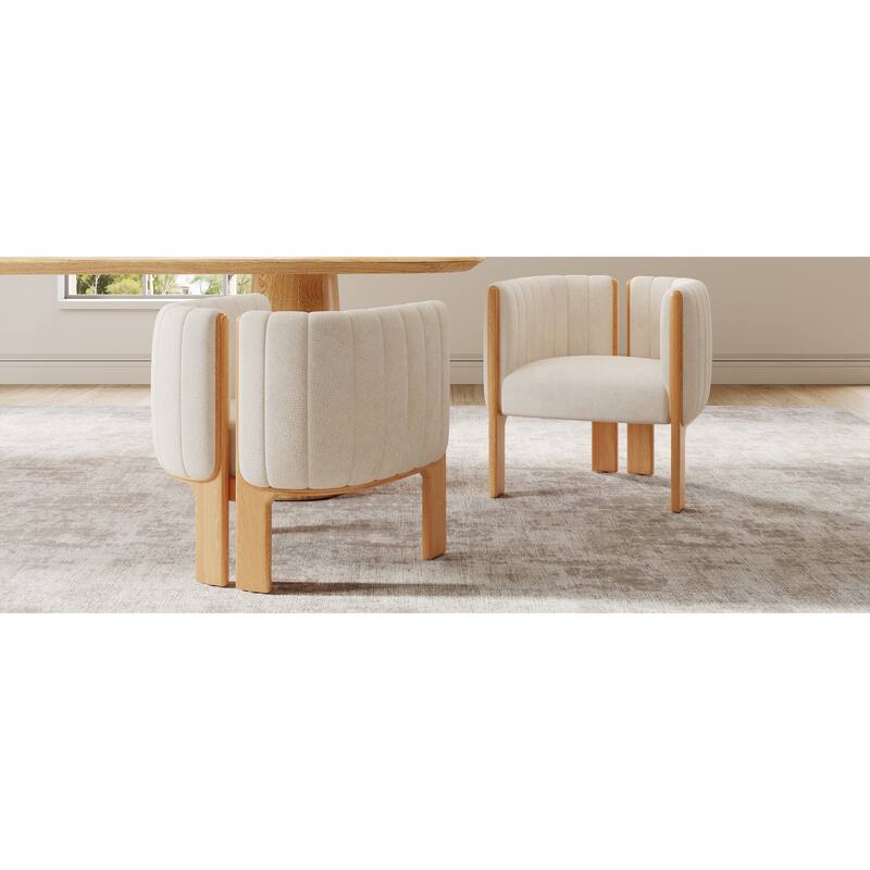 Fabric Upholstered Dining Chairs Set of 2, Ergonomic Kitchen Side Chairs, Accent Chairs with Rubber Wood Frame