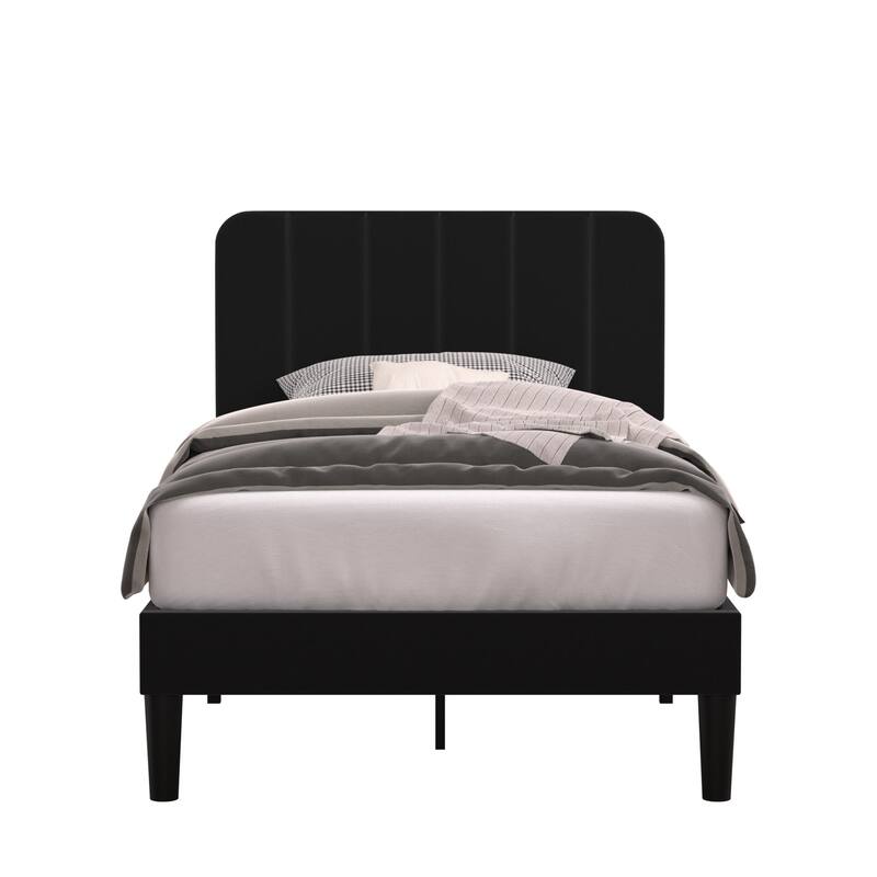 Javlergo Upholstered Bed Frames with Height-adjustable Headboard