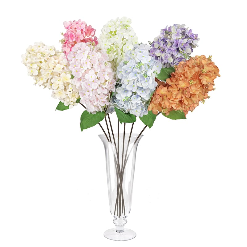 Set of 2 Deluxe Purple Artificial Cone Hydrangea Flower Stem Spray 34in - 35" L x 5" W x 5" DP