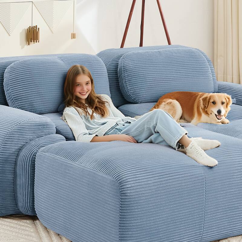 Sectional Sofa Couch Blue Modular Sofa Couch for Living Room, Rustic Loveseat 2-Seater Sofa Couch Settee