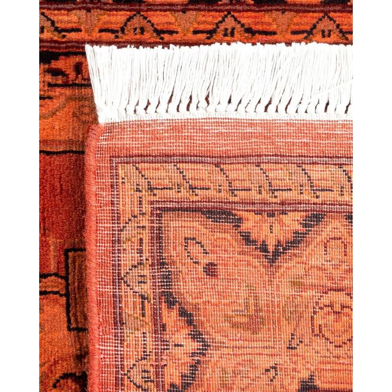 Overton Hand Knotted Wool Vintage Inspired Modern Contemporary Overdyed Orange Area Rug - 2' 7" x 4' 5"