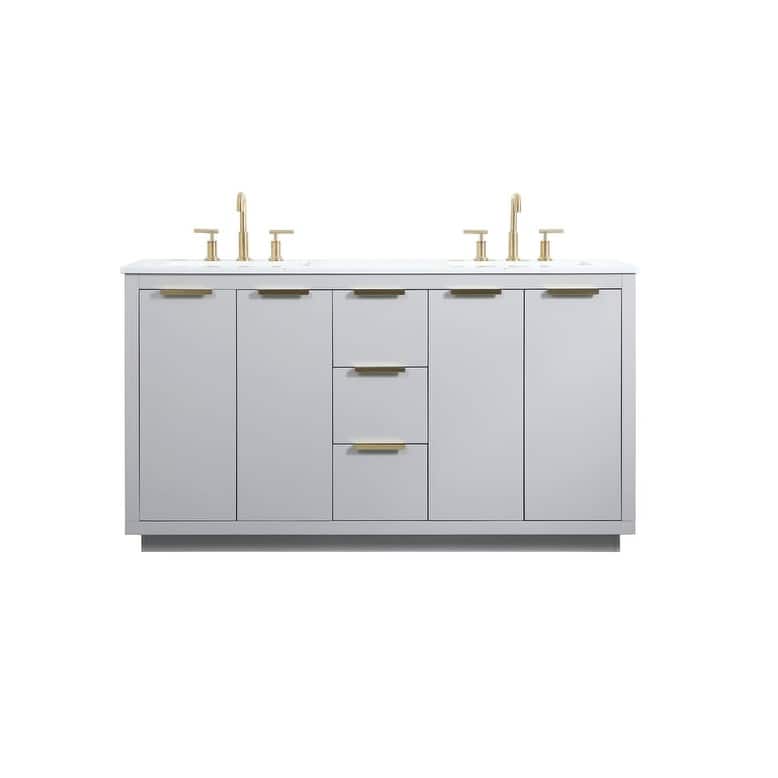 Elegant Lighting VF19460D Blake 60" Free Standing Double Basin Vanity - Grey - Painted