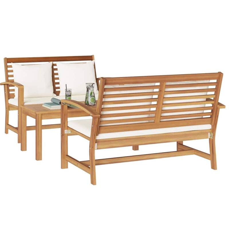 vidaXL Garden Sofa Set Natural Solid teak wood - 37 x 18 x 16