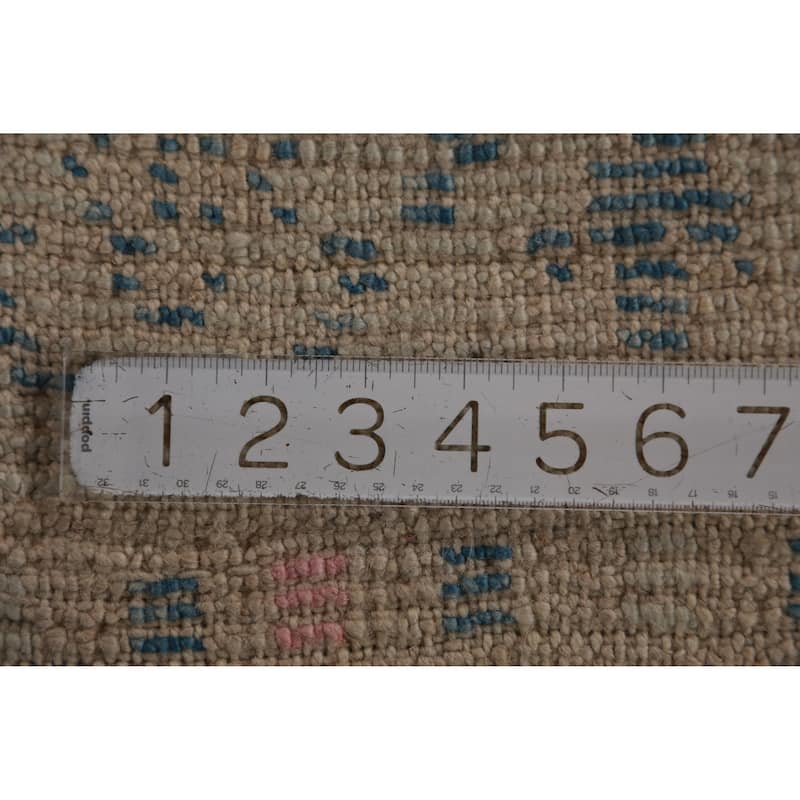 Hand Knotted Oriental 100% Wool Carpet Transitional Geometric Navy Blue & Blues Oushak Runner Rug - 9' 4'' X 3' 0''
