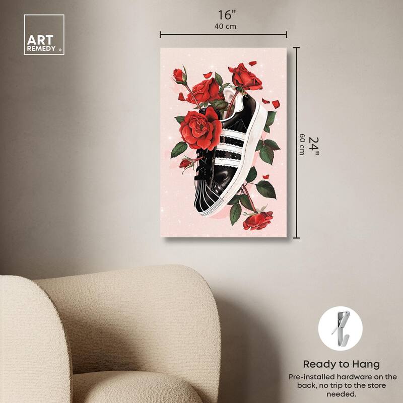 Sporty Sneaker Flowers Canvas by Art Remedy, Gallery Wrapped