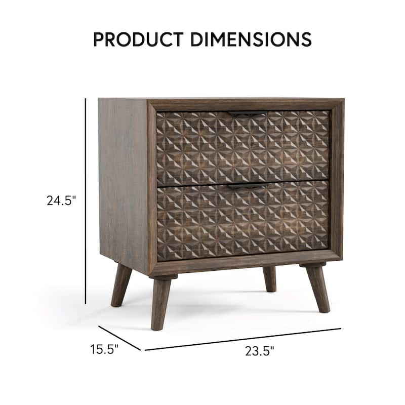 Furniture of America Orelo Modern Dark Brown Wood 2-Drawer Nightstand