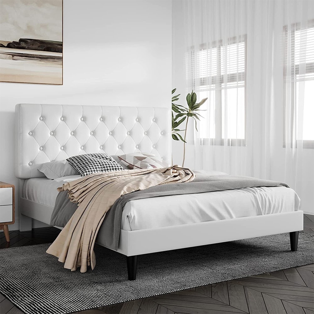 White faux leather headboard full online
