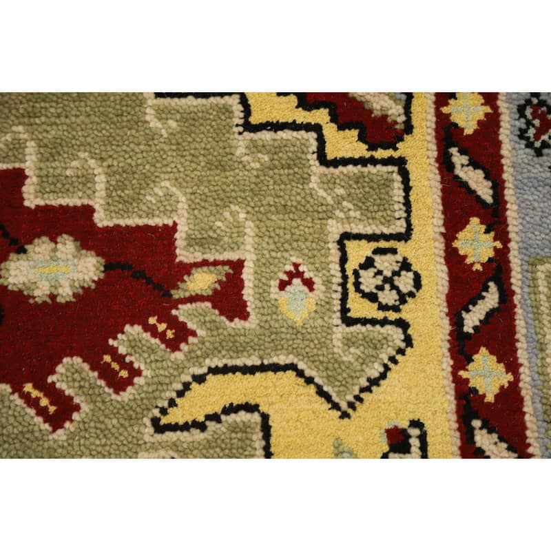 Hand Knotted Oriental 100% Wool Carpet Traditional Geometric Green Kazak Area Rug - 6' 0'' X 4' 0''