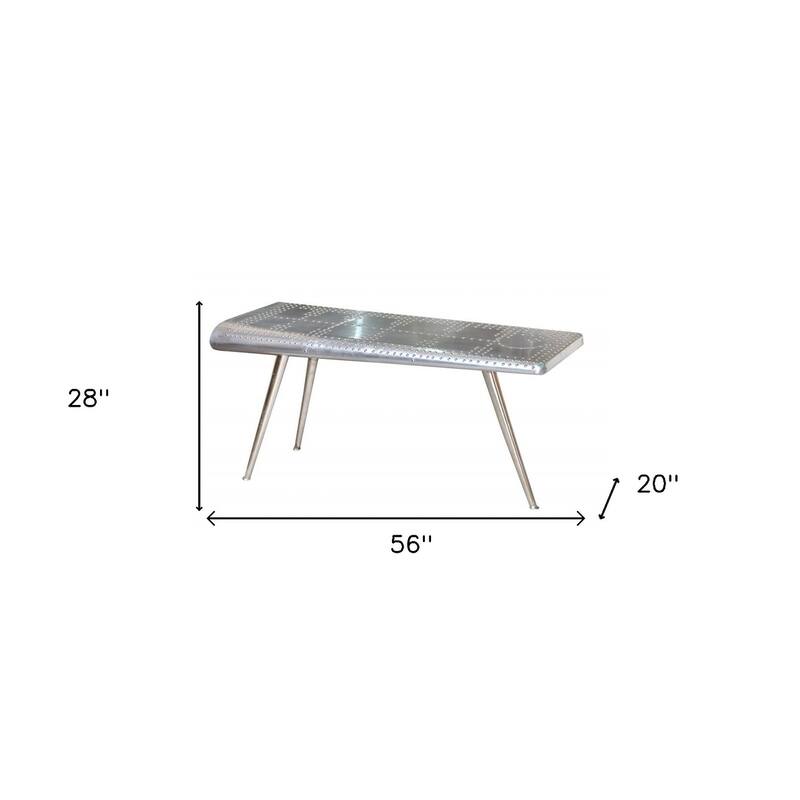 HomeRoots 56" Silver Aluminum Three Leg Console Table - 56
