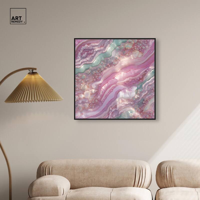 Pink and Mint Crystal I Canvas by Art Remedy