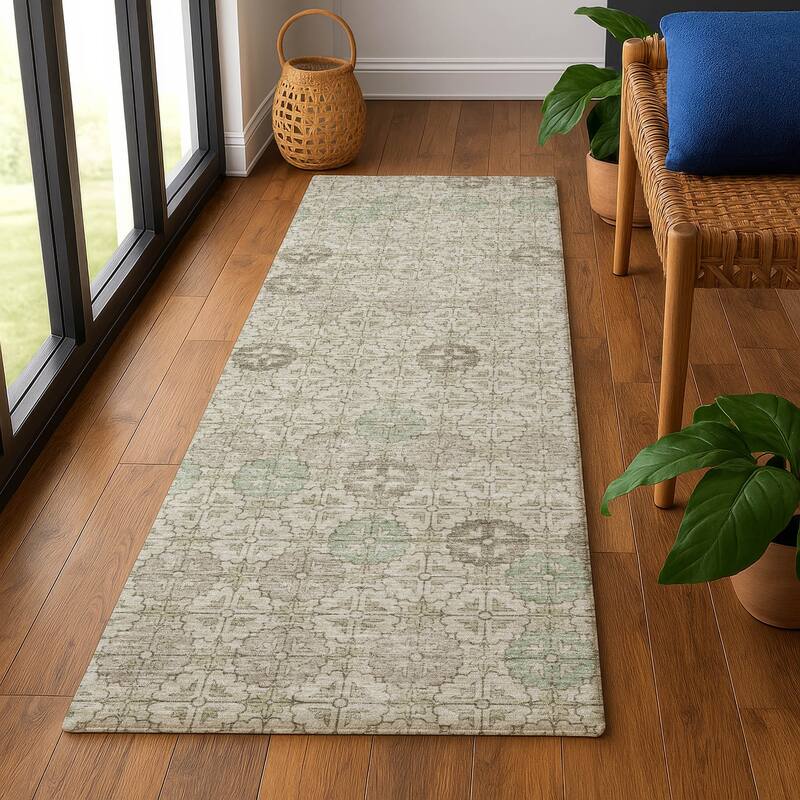 Premium Washable Super Soft Geo Mosaic Mayfield Rug - Beige - 2'3" x 7'6"