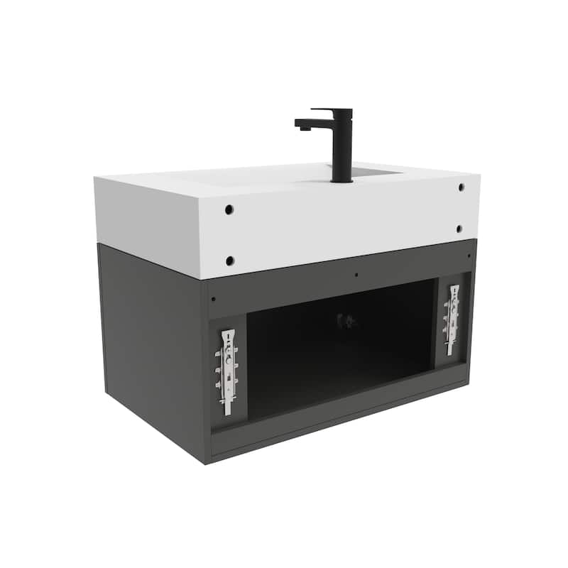 Nile 30-Inch Wall Mounted Bathroom Vanity Set w/ White Top