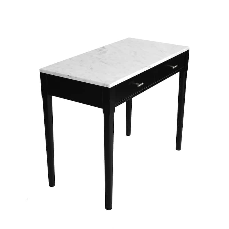 Meno 36" Rectangular Italian Carrara White Marble Console Table with Legs