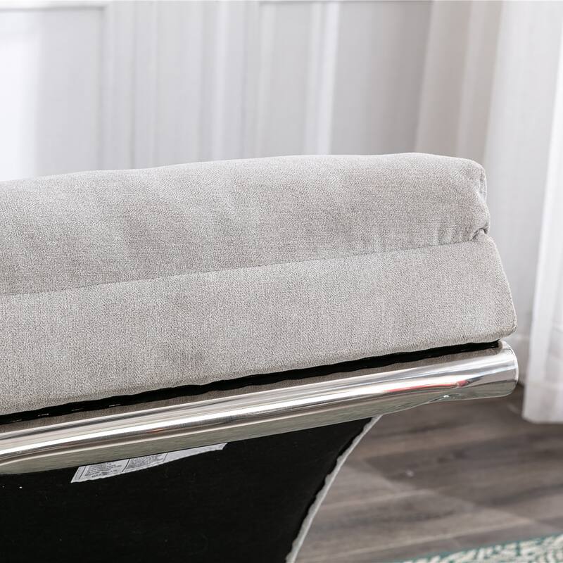 Light Grey Modern 21.65" High Back Upholstered Chaise Lounge Chair with Remote Control and Ergonomic Electric Massage