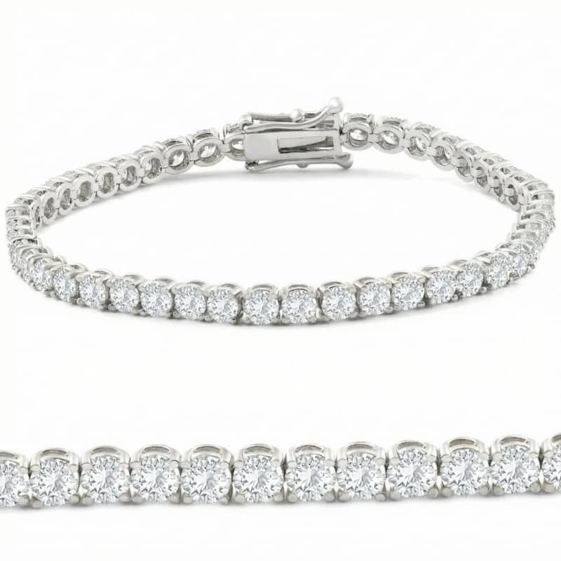 Bliss Diamond 8.00Ct Diamond Tennis Bracelet Gold Lab Grown 7" - White
