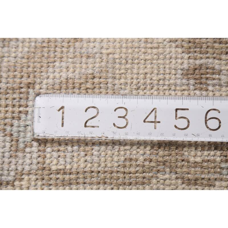 Grey Transitional Oushak Indian Area Rug Handmade Wool Carpet - 8'1"x 9'11"