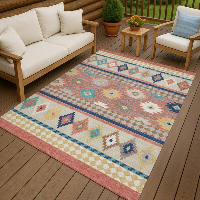 Machine Washable Indoor/ Outdoor Global Clemente Chantille Rug