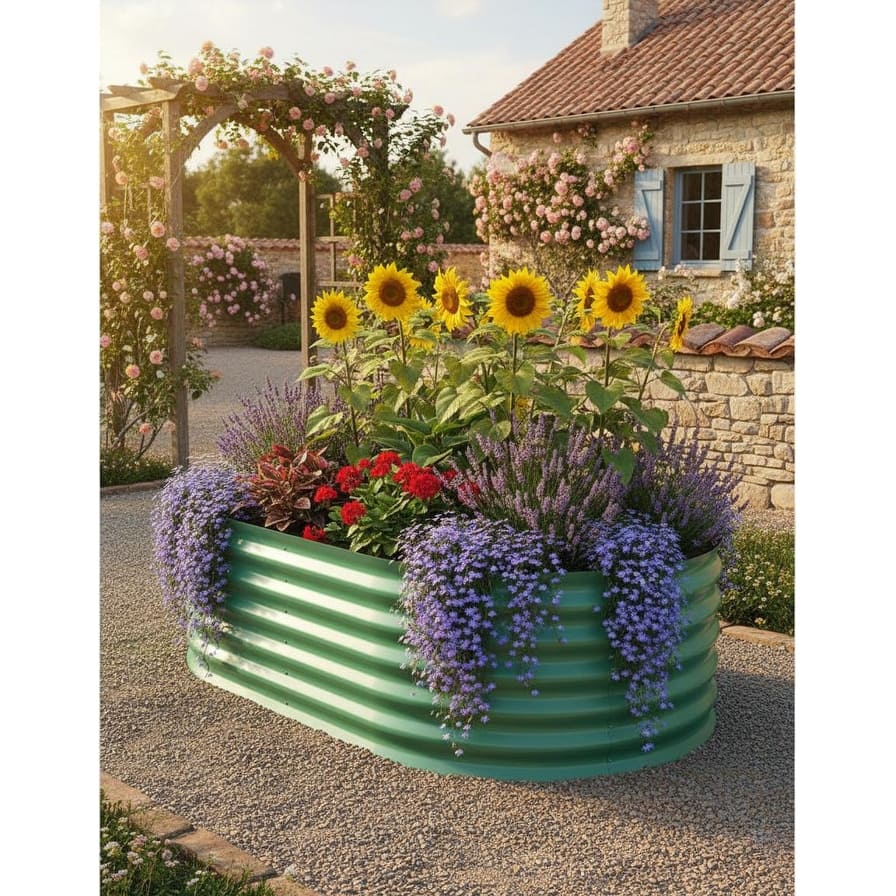 8x4x1.5ft Galvanized Steel Raised Garden Bed