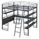preview thumbnail 12 of 16, Full Size Metal Loft Bed with L-Shaped Desk and Multi-Functional Shelves