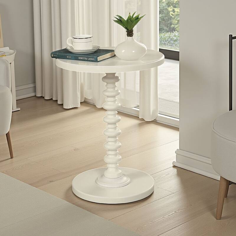 Astonishing Side Table With Round Top, White