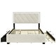 preview thumbnail 6 of 12, Beige Button-Tufted Wingback Bed Velvet Frame Storage Platform Full Bed with Drawers, Trundle Bed and Smart LED Light Bed Frame
