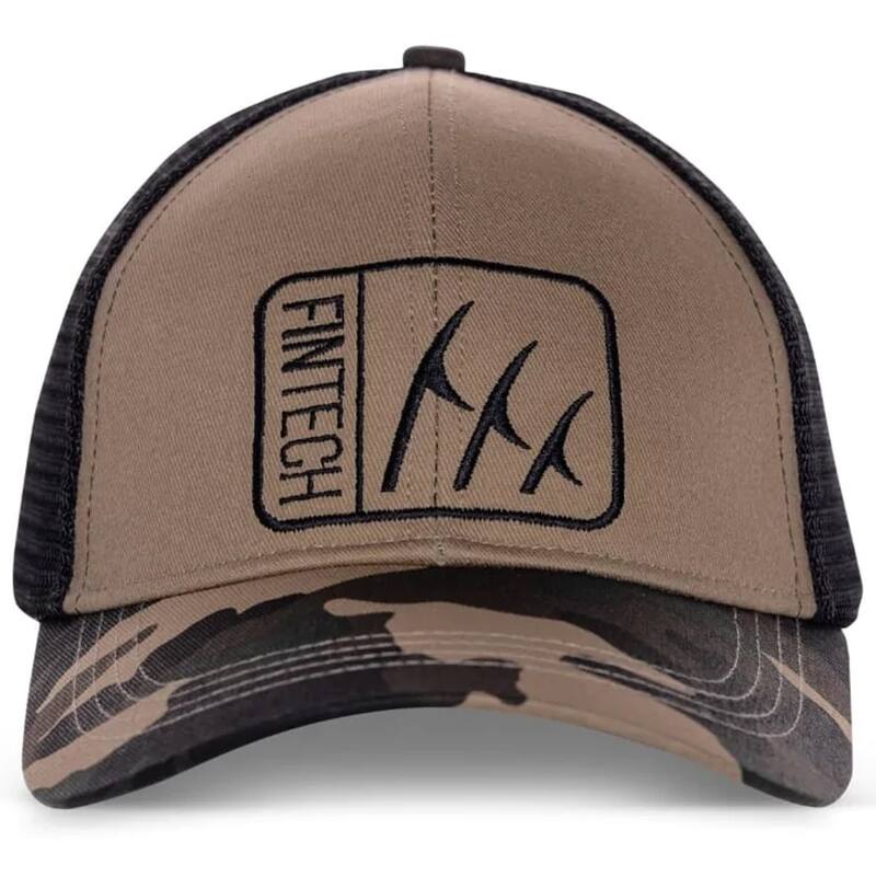 Fintech Logo Camo Snapback Hat - Dune - One Size