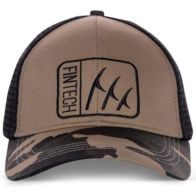 Fintech Logo Camo Snapback Hat - Dune - One Size