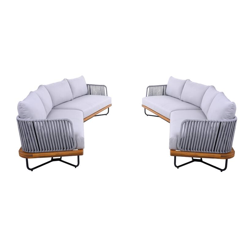 Christopher Knight Home - Evelyn Patio Outdoor Acacia Wood Rope Sofa Set