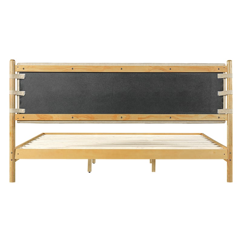 Christopher Knight Home - Pizzie Mid-Century Premium Rubber Wood Queen Platform Bed Frame with Headboard Included
