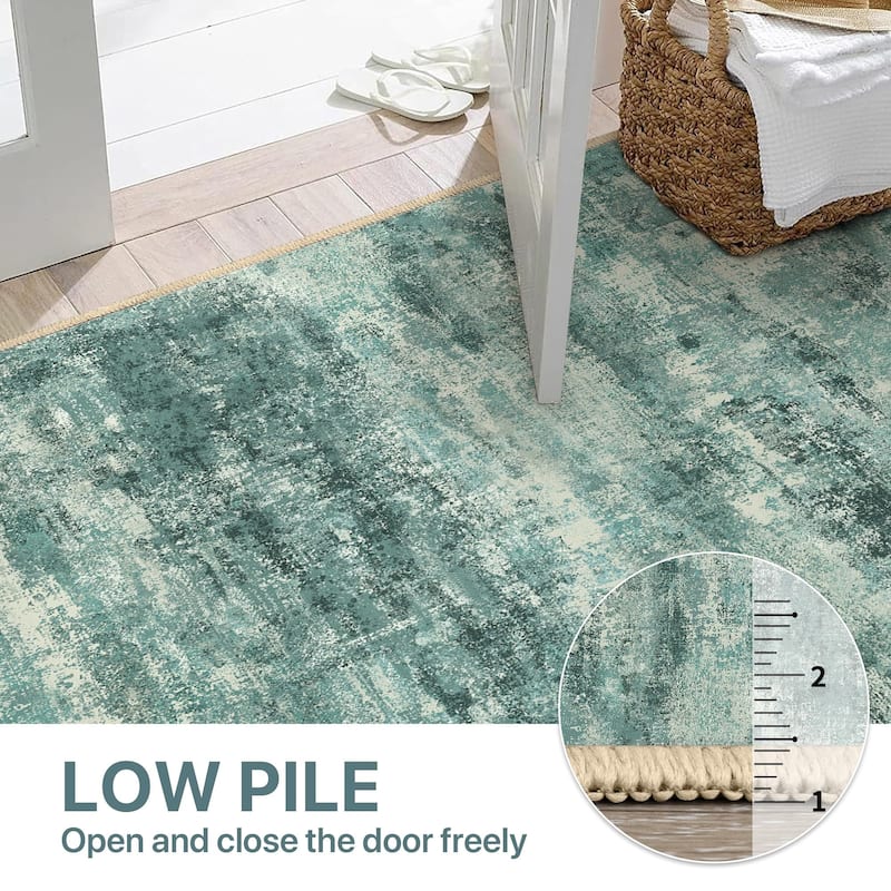 Mcow Modern Machine Washable Low Pile Lightweight Soft Print Area Rugs