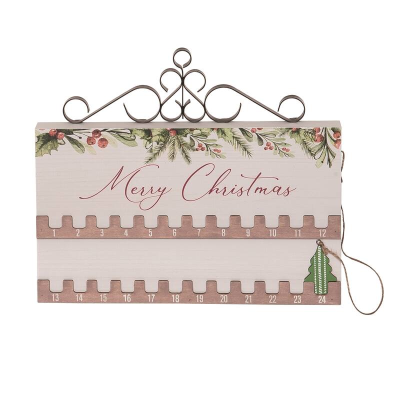 Transpac Wood 11.81 in. Multicolor Christmas Moveable Tree Countdown Calendar - Multi
