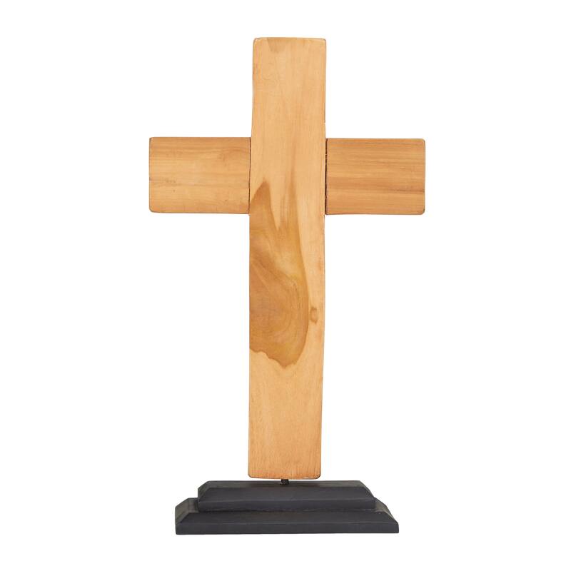 Wood Cross Handmade Sculpture - Brown - Roche River Decor