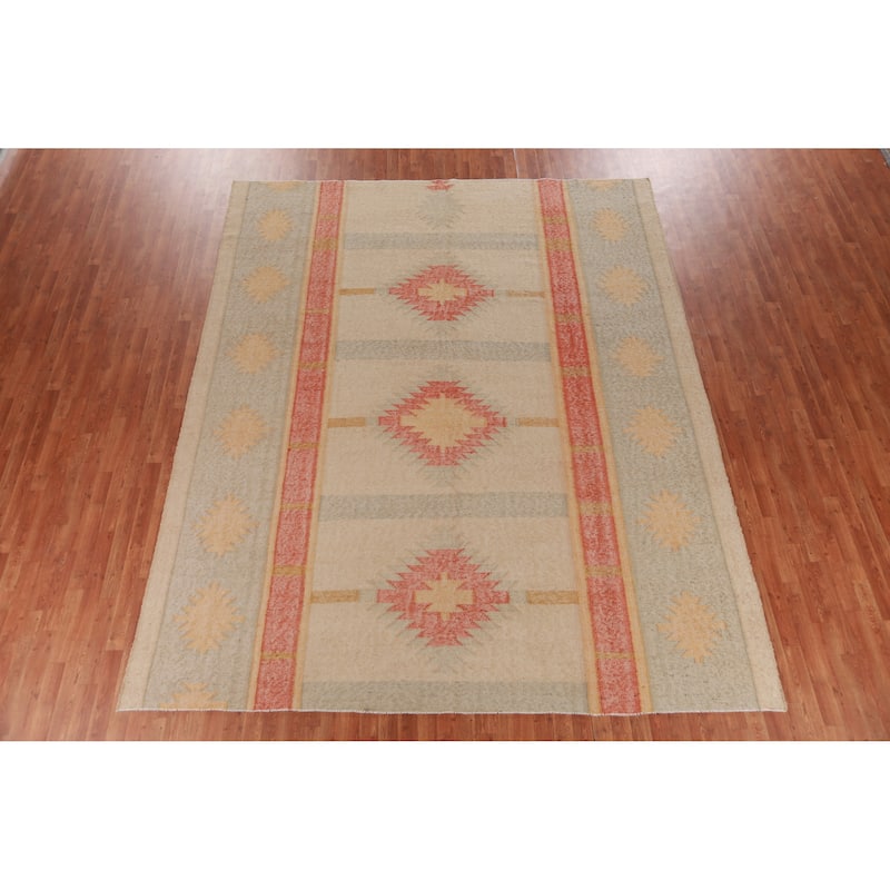 Hand Woven Oriental 100% Jute Carpet Southwestern Modern Beige & Ivories Kilim Area Rug - 11' 8'' X 9' 6''