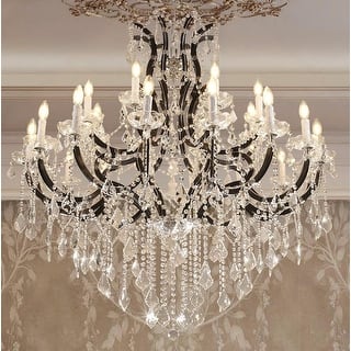 KAYLA 49in Luxury Candle ChandeliersModern Black Crystal Chandelier