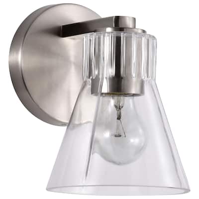 Gianna 1 Light Vanity Brushed Nickel Finish Clear Glass - Brushed Nickel