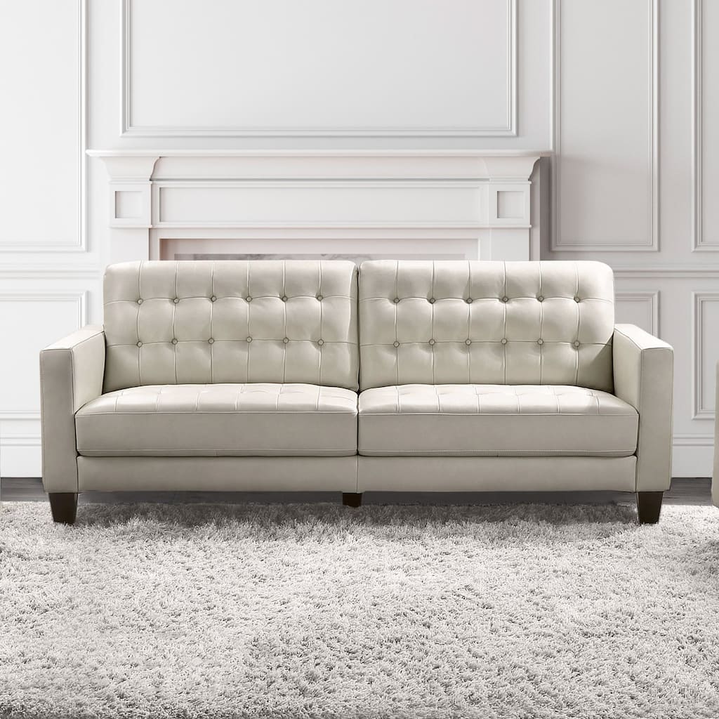 Abbyson Tova Modern Top Grain Leather Tufted Sofa