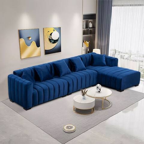Williamspace Modern L-shaped Modular Upholstered Fabric 3-piece Sectional Sofa, 5 Pillows included