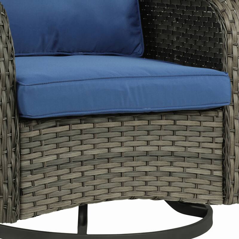 Outdoor Rattan Wicker Swivel Lounge Chair Cushioned Patio Rocker