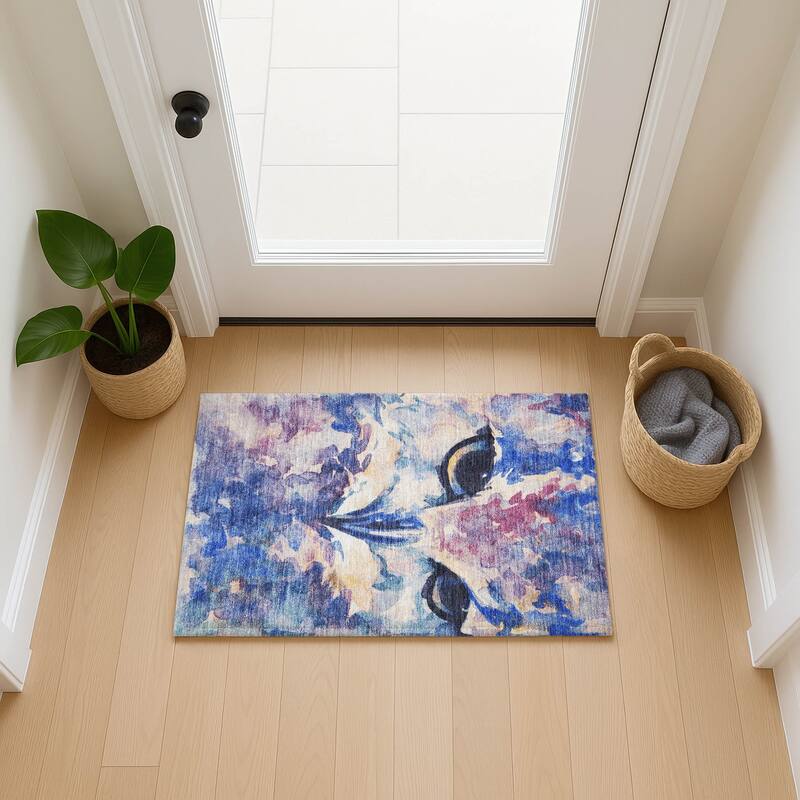 Machine Washable Indoor/ Outdoor Modern Owl Chantille Rug