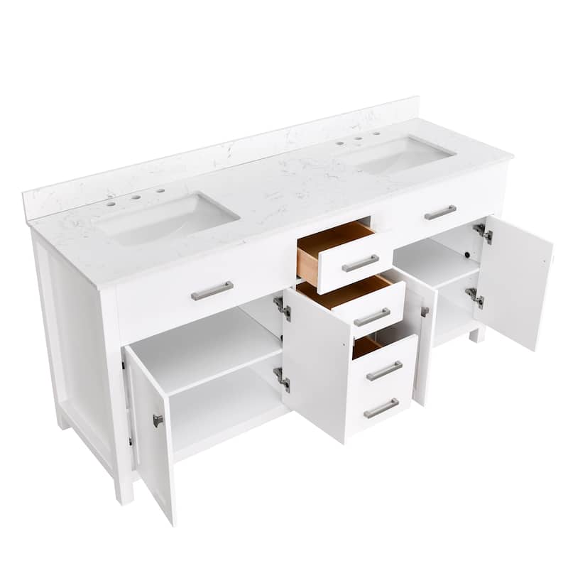 PROOX Freestanding Bathroom Vanity Engineer Stone with Ceramic Rectangular Sink