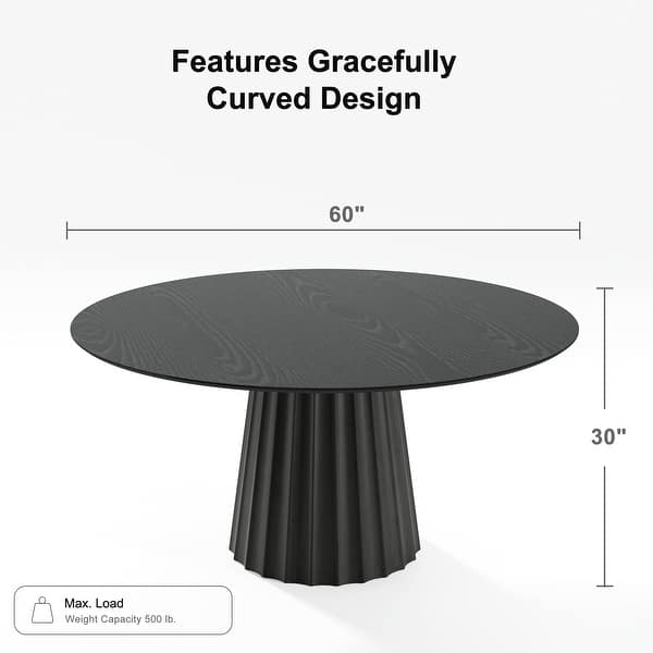 dimension image slide 7 of 10, Solid Wood Round Dining Table for 4-8 People Nordic style