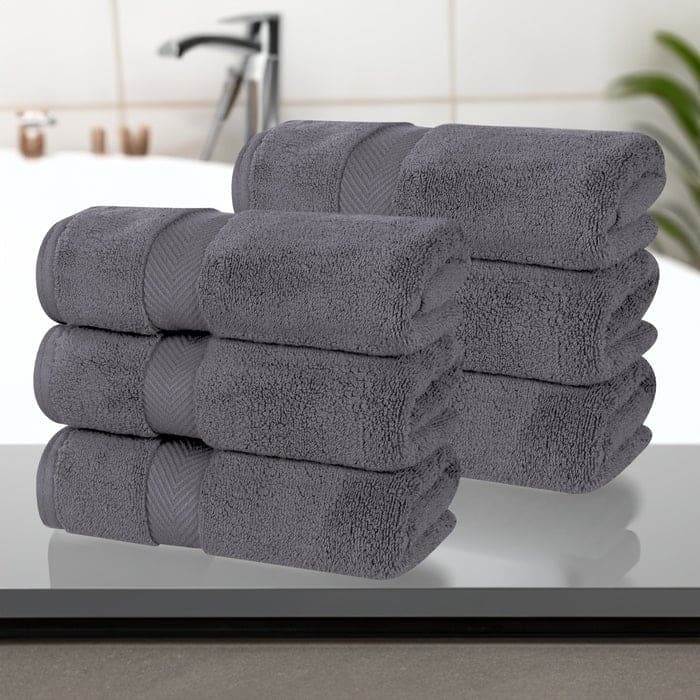 Superior Zero Twist Cotton Solid Soft Absorbent Hand Towel Set of 6