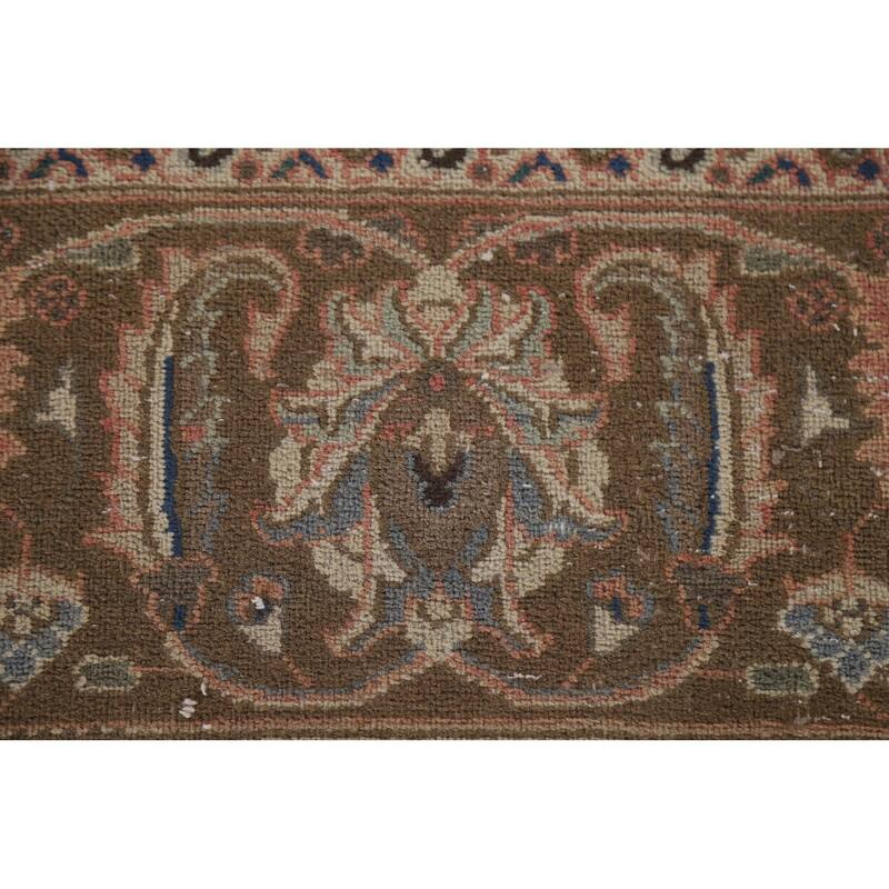 Hand Knotted Oriental 100% Wool Carpet Traditional Floral Peach Mashad Area Rug - 12' 6'' X 9' 7''