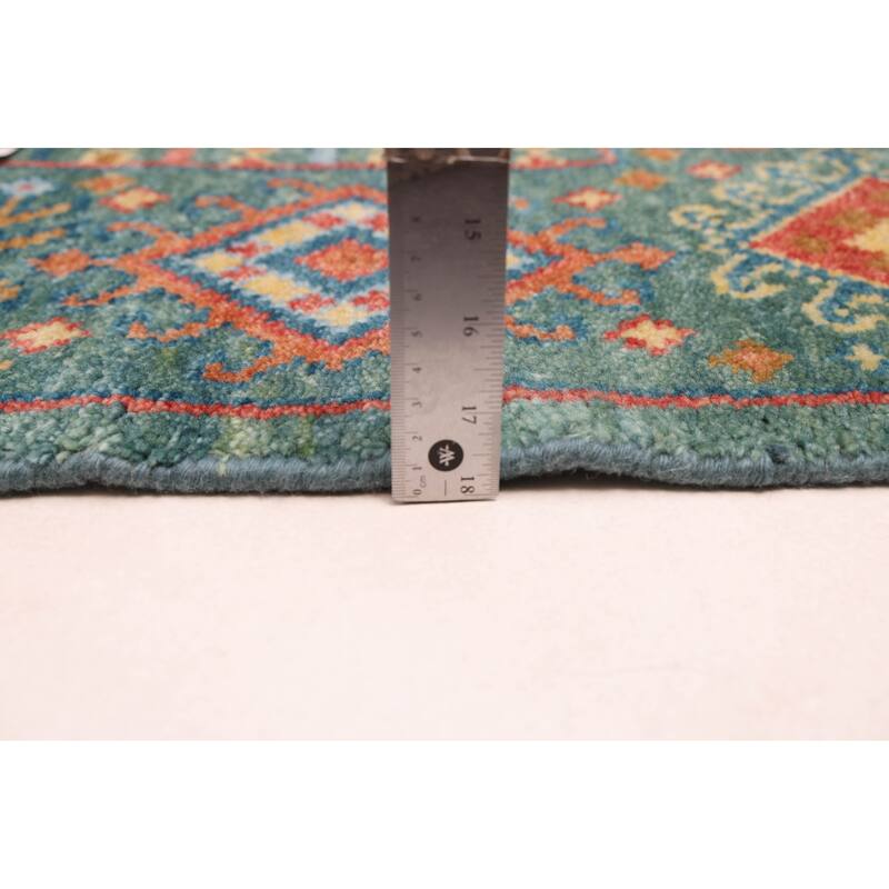 ECARPETGALLERY Hand-knotted Peshawar Ziegler Teal Wool Rug - 5'8 x 7'8
