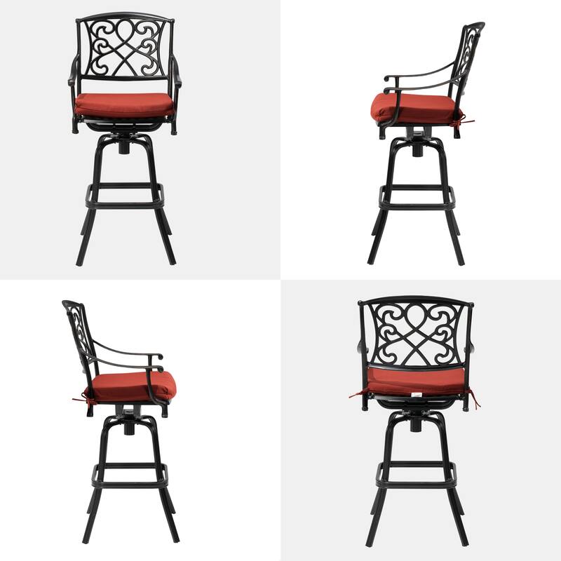 Outdoor Patio Aluminum Swivel Bar Stool with Sunbrella Cushion
