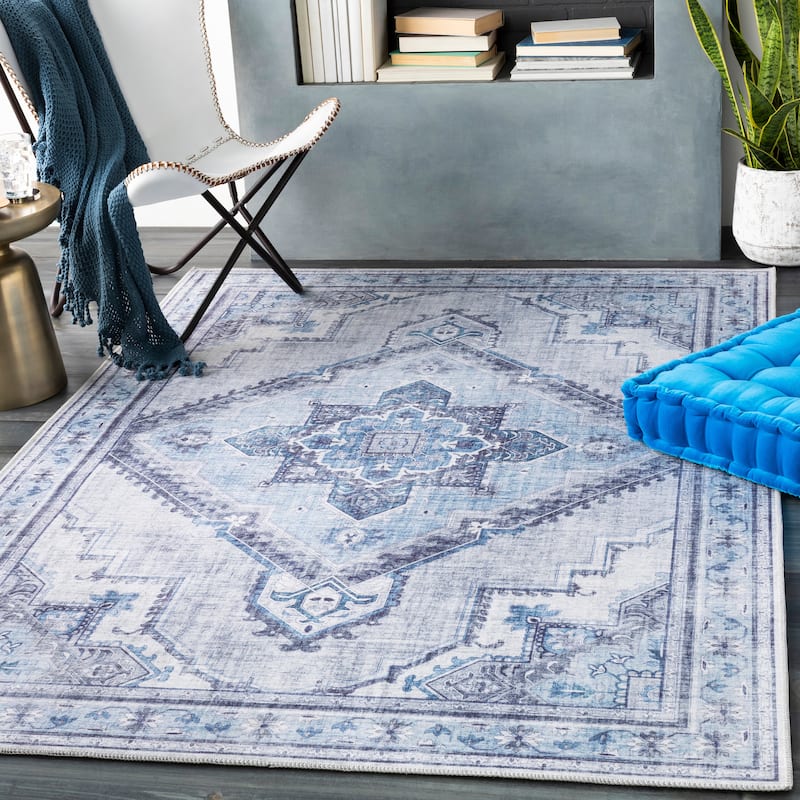 Mozelle Persian Medallion Area Rug - 2'3" x 3'9" - Ice Blue