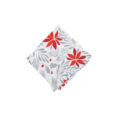 Poinsettia Christmas Printed Christmas Winter Napkin Set of 6