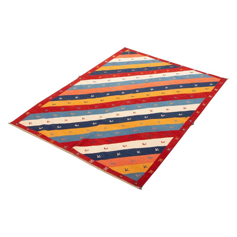 ECARPETGALLERY Flat-Weave Kashkuli Multi Color Wool Tapestry Kilim - 5'1 x 6'7