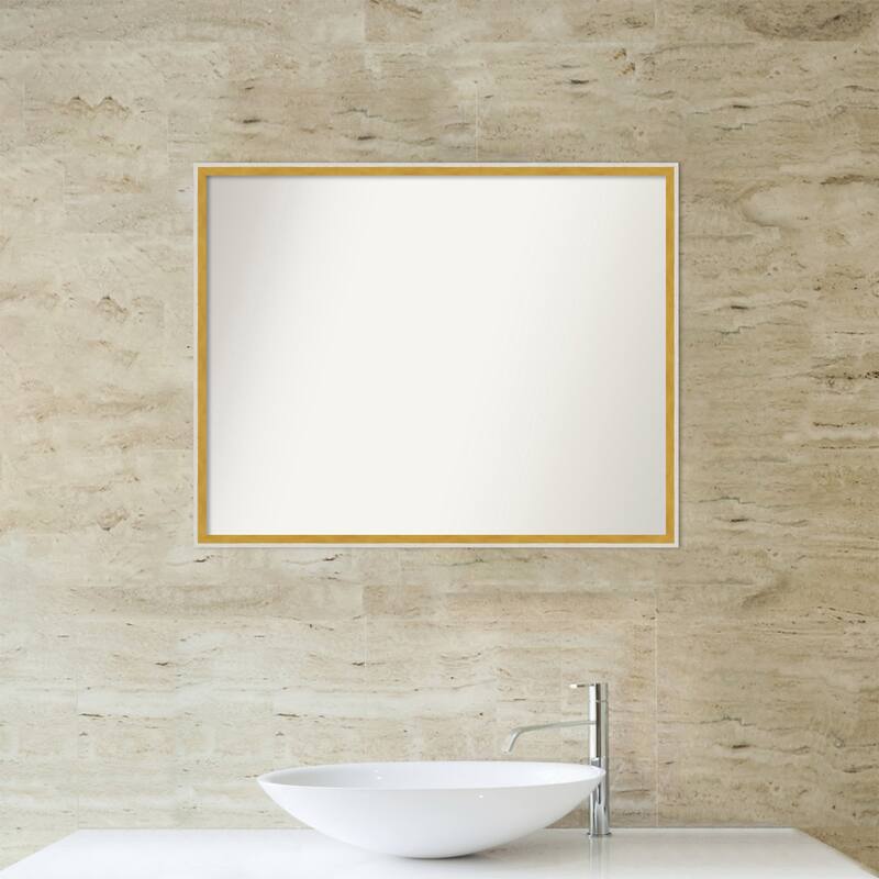 Paige Non-Beveled Wood Framed Bathroom Vanity Wall Mirror
