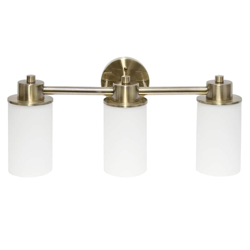 Wall Mounted Three Light Vanity Fixture with Opaque Glass Shade - 20.75" - Bronze and White